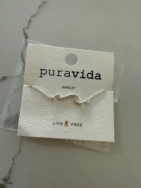 Pura Vida sterling Silver Wave Anklet Bracelet